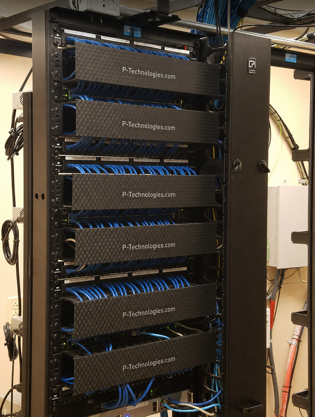 Structured network rack and cabling installed by Paradigm